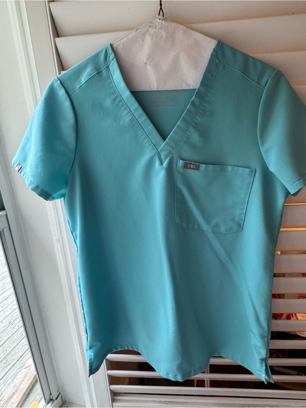 Figs V-Neck Scrub Top in Aqua Blue